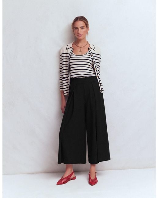 Boden White Single Pleat Ponte Culottes