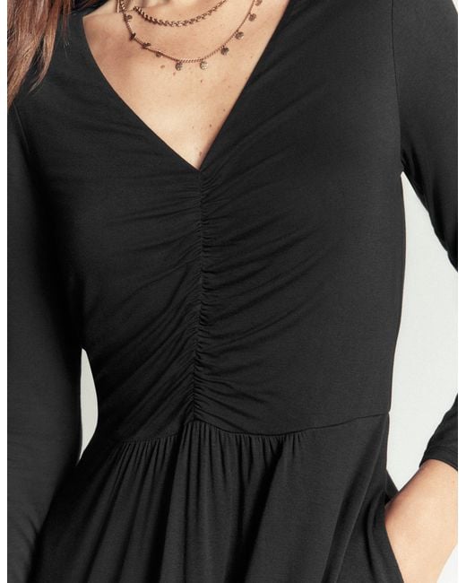 Boden Black Jasmine Ruched Jersey Dress