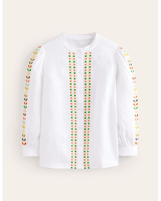 Boden Natural Ava Embroidered Top
