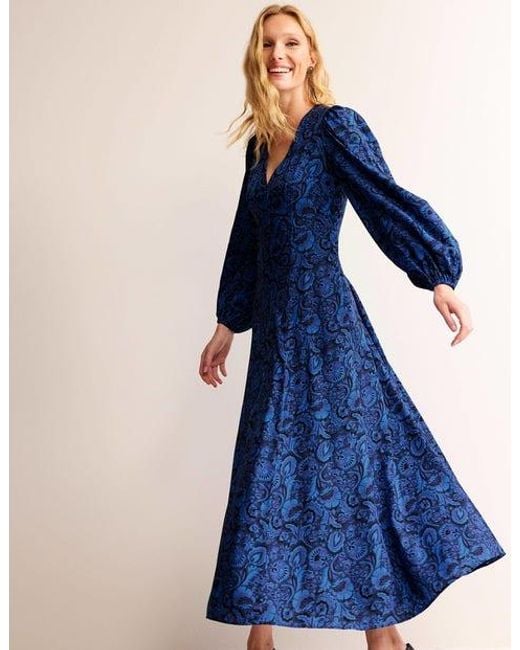 Robe longue style 40s à manches blousantes Boden en coloris Blue