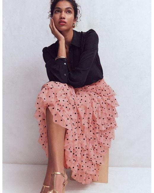 Boden Pink Tulle Tiered Skirt