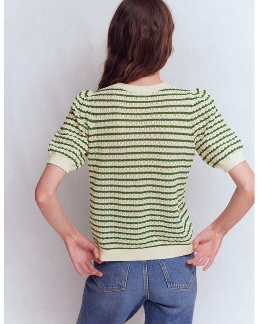 Boden Green Dot Pointelle Cardigan