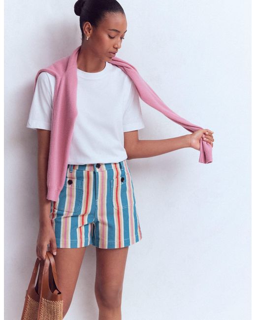 Boden White Primrose Denim Shorts
