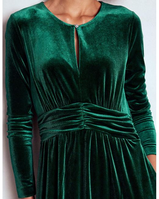Boden Green Tilda Velvet Midi Dress