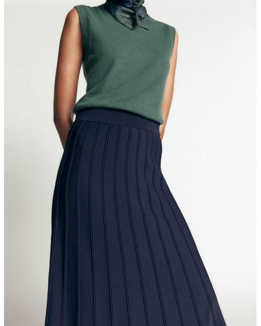 Boden Blue Ottoman Knitted Midi Skirt