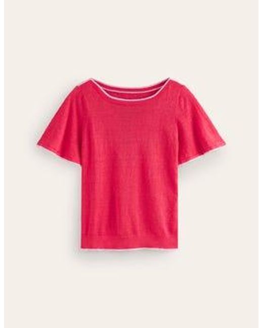 Boden Pink maggie Boat Neck Linen T-shirt