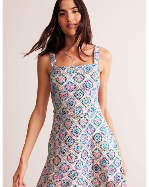 Boden Blue Bridget Ponte Midi Dress Surf The Web, Mosaic Bloom