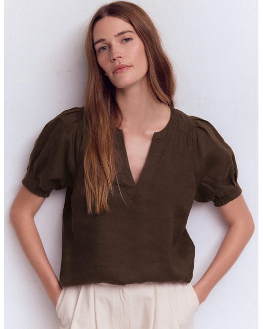 Boden Brown Rae Linen Top