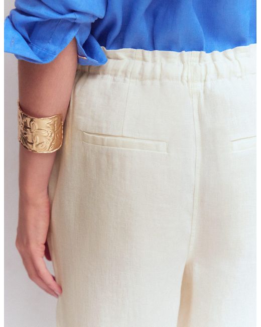 Boden Blue Islington Linen Crop Trousers
