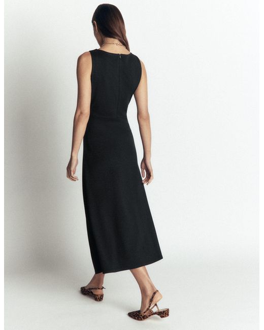 Boden Black Asymetric Ponte Midi Dress