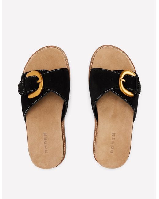 Boden Black Hardware Mule Sandal