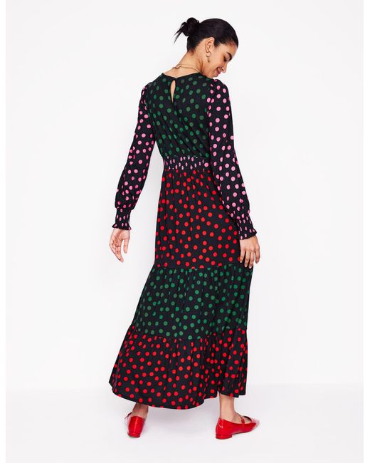 Boden Tabitha Tiered Jersey Dress-Multi, Abstract Dot