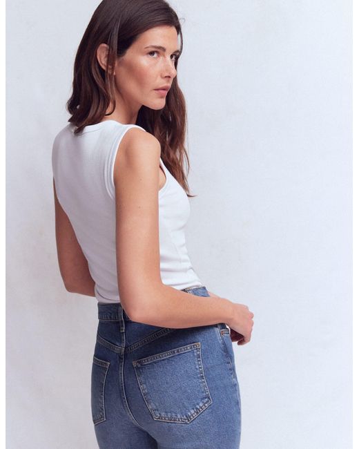 Boden Blue Crew Neck Henley Top Vest