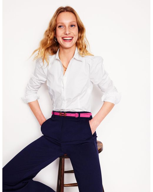 Boden White Cara Stretch Cotton Shirt