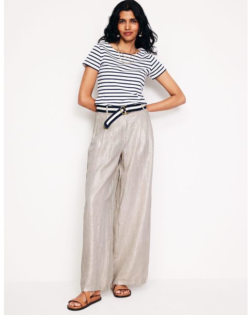 Boden Multicolor Regent Plissierte Leinenhose