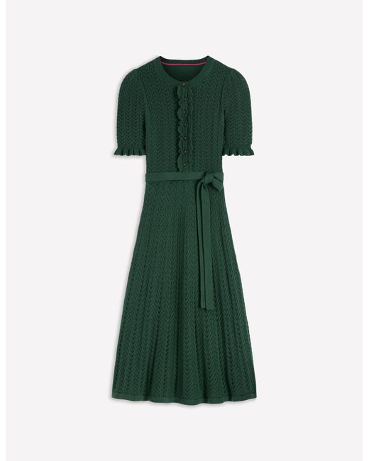 Boden Green Henley Frill Knitted Dress