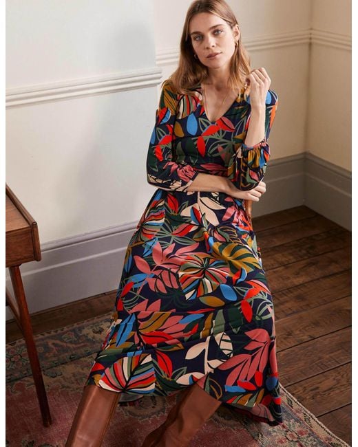 Boden Jodie Jersey Maxi Dress French , Tropic Palm in Navy (Blue) - Lyst