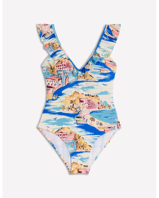 Boden Red Evia Ruffle Swimsuit
