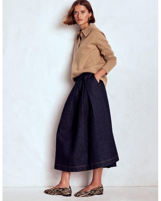 Boden Blue Verity Denim Midi Skirt