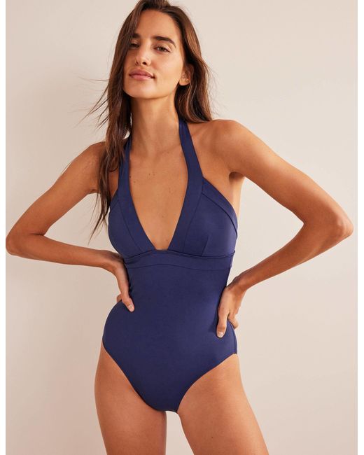 Boden Blue Ithaca Halter Swimsuit