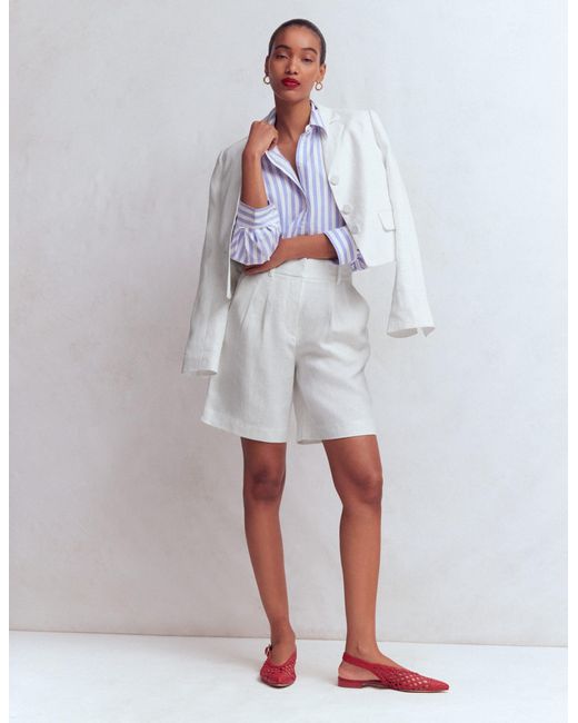 Boden Blue Kensington Linen Shorts