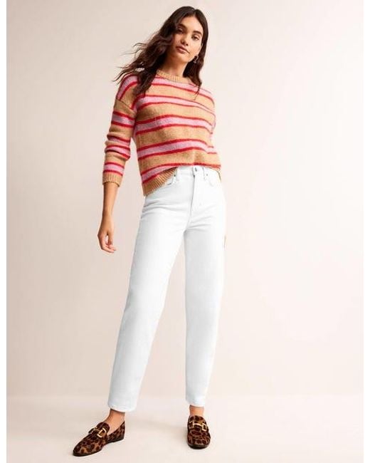 Boden White High Rise '90s Tapered Jeans