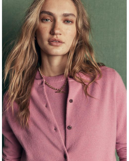 Boden Pink Elsie Cashmere Crew Cardigan