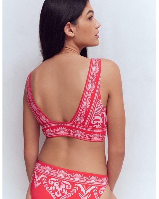Boden Red Porto V-Neck Bikini Top