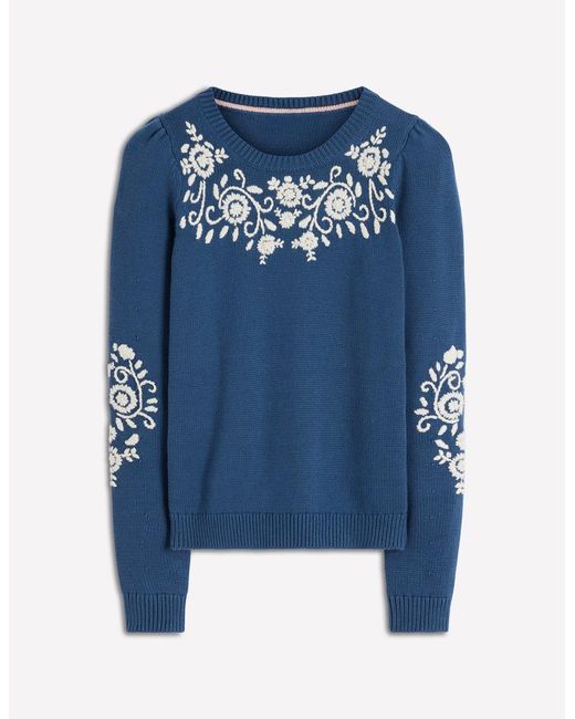 Boden Blue Davina Puff Sleeve Jumper