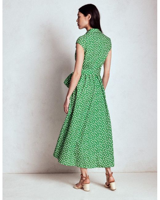 Boden Green Julia Cotton Wrap Midi Dress-Poppy, Floweret Vine