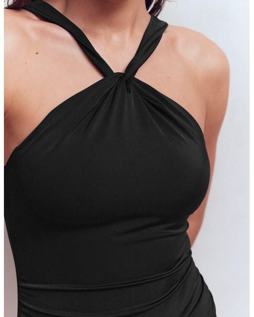 Boden Black Pleated Strap Cross Swimsuit