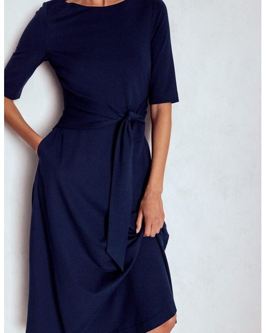 Boden Blue Mathilde Tie Waist Ponte Dress