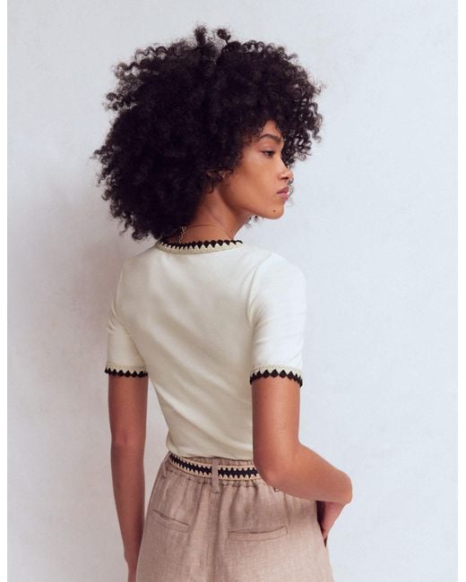 Boden White Maddie Trim Detail T-Shirt