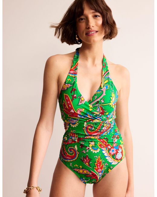 Boden Green Levanzo Halter Swimsuit