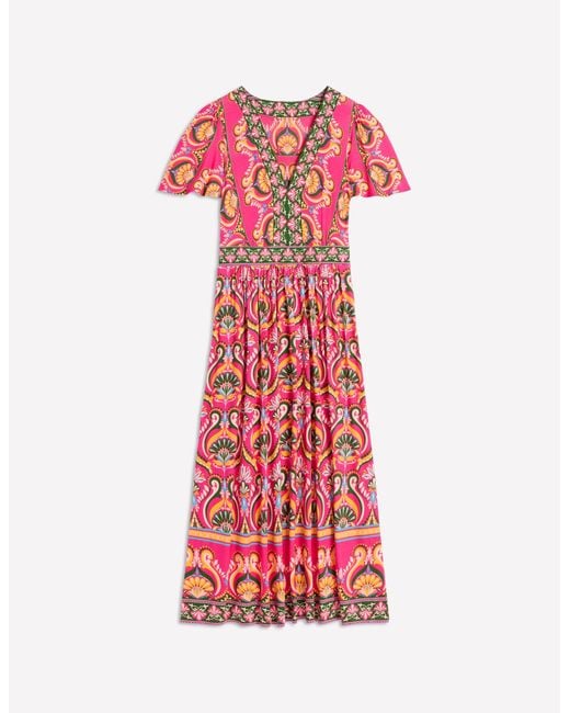 Boden Pink Ellie Flutter Maxi Tea Dress