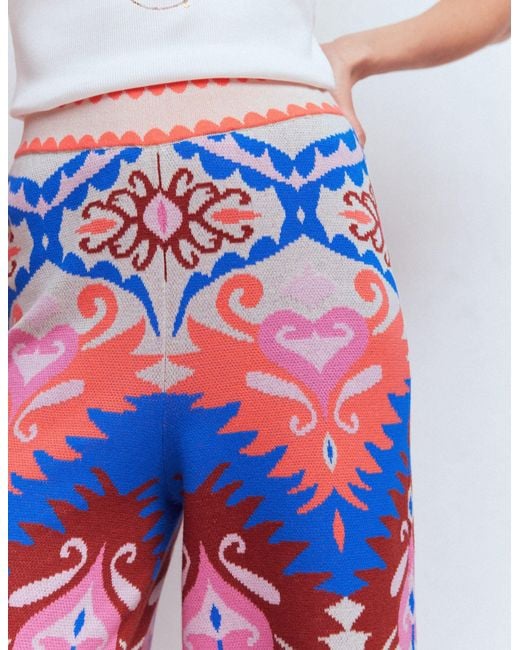 Boden White Jacquard Knitted Trousers