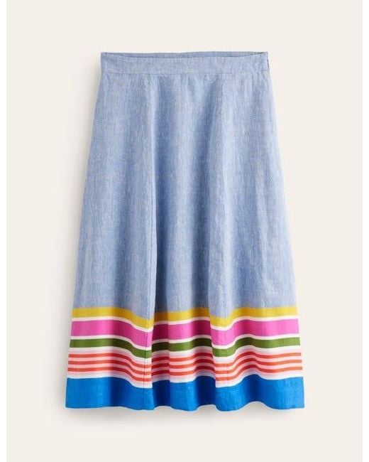 Boden Blue Stripe Hem Skirt