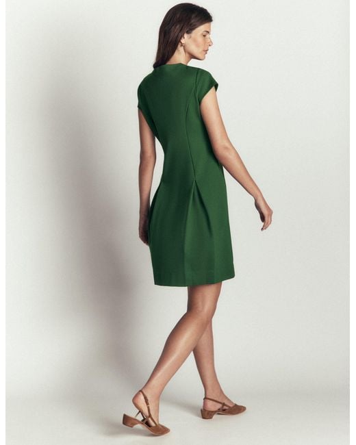 Boden Green Short Pleated Button Dress