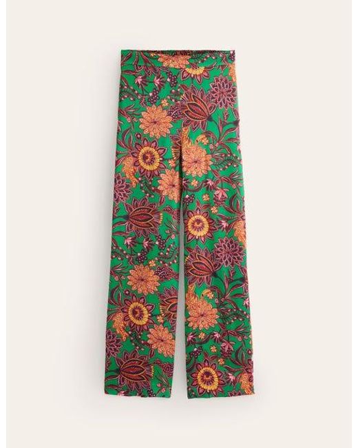 Boden Green Wide Leg Pull-On Trousers