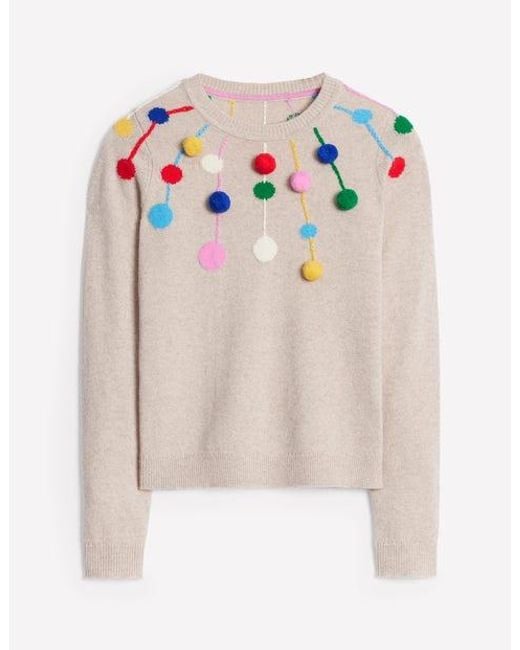 Boden White Pom Pom Jumper Natural