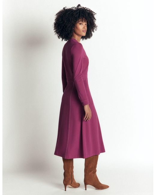 Boden Purple Alex Ponte Contrast Midi Dress