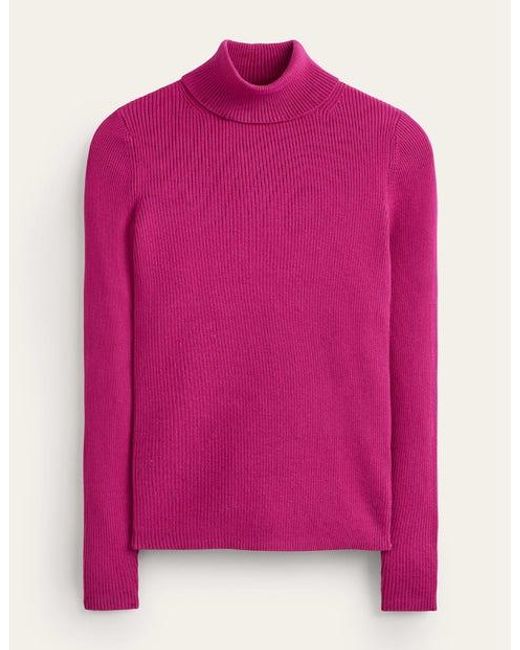 Boden Pink Ellie Cotton Roll-neck Sweater
