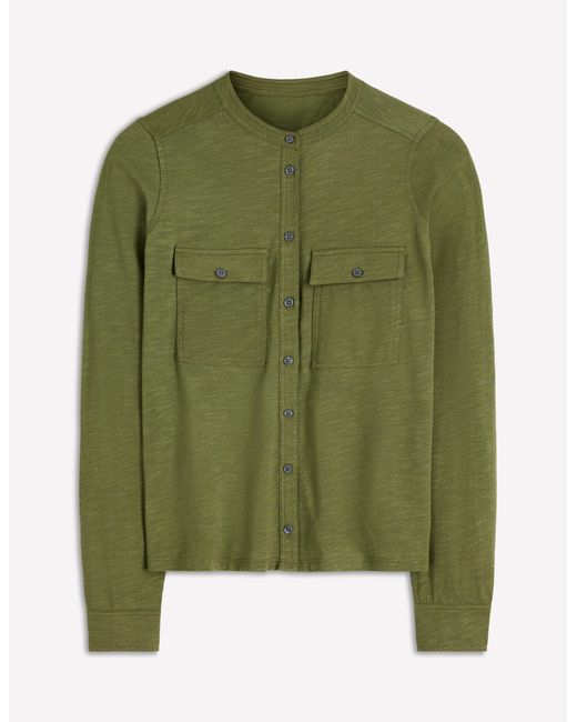 Boden Green Topstitched Pocket Shirt