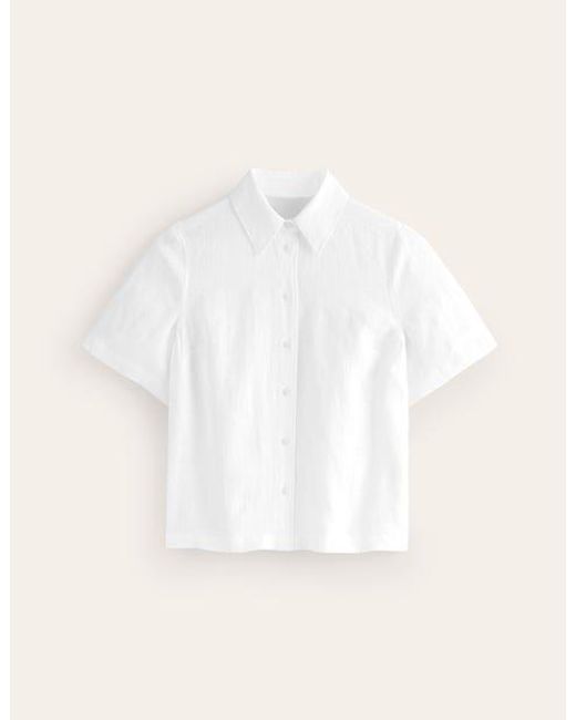 Boden Natural Hazel Short Sleeve Linen Shirt