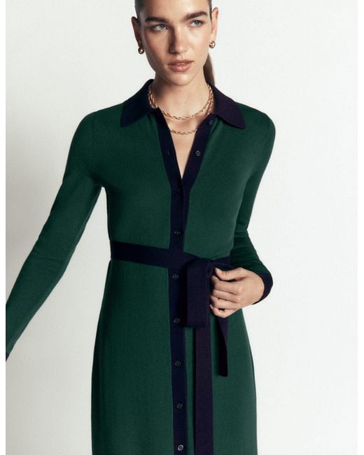 Boden Green Jessica Knitted Shirt Dress