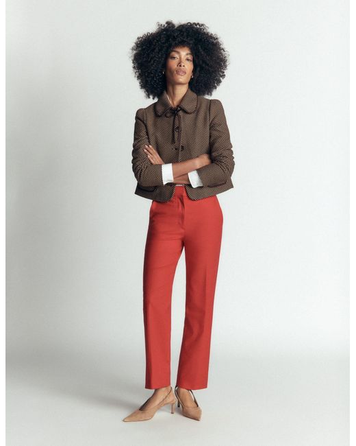 Boden Brown Branscombe Wool Bow Jacket