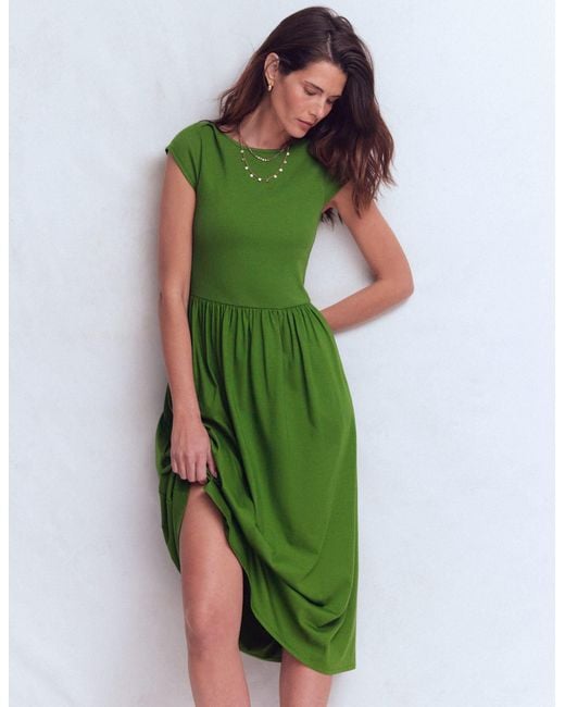 Boden Green Boat Neck Mix Dress