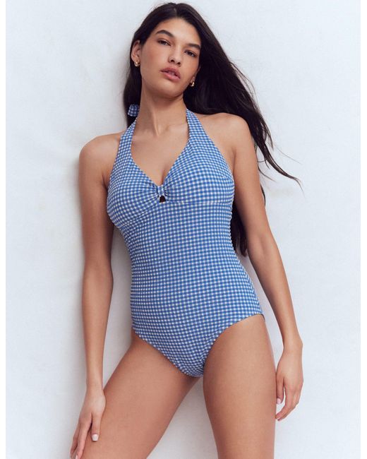 Boden White Bow Halter Swimsuit
