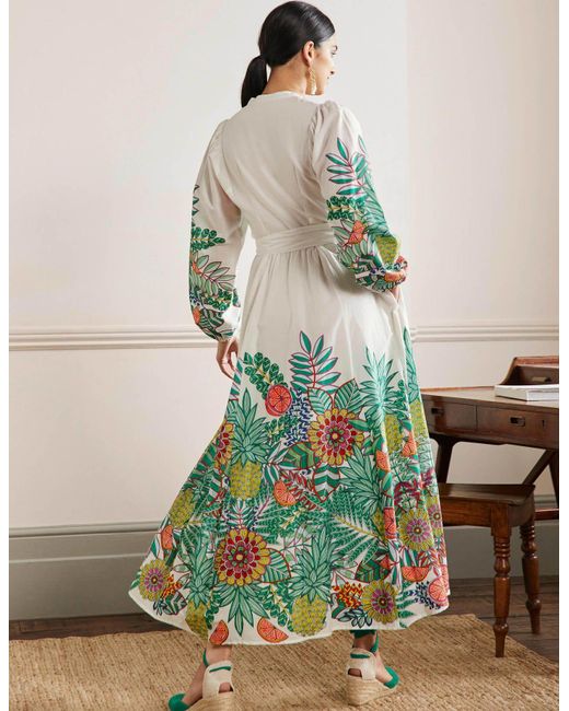 Boden Notch Neck Cotton Maxi Dress Ivory Pineapple in Green | Lyst Boden Notch Neck Cotton Maxi Dress Ivory Pineapple in Green | Lyst