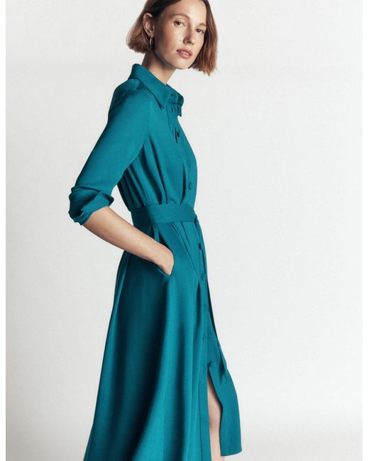 Boden Blue Kate Pleated Shirt Dress